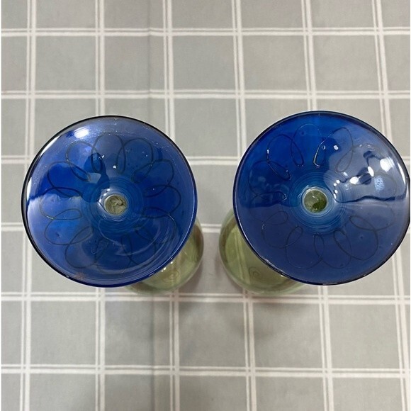 Pier 1 Festive Handpainted Crystal Wine Glass Water Goblet Stemware Blown Glass - Picture 7 of 7